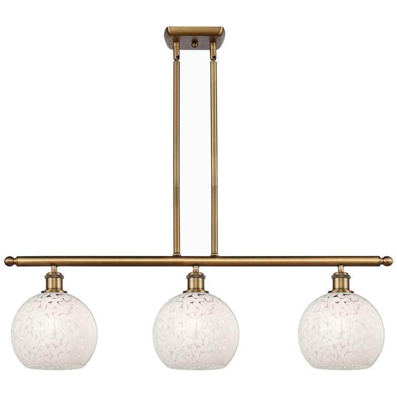 Image 1 Ballston 36"W 3 Light Brushed Brass Stem Island Light w/ 8" Mouch