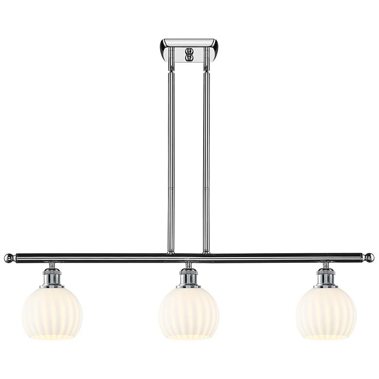 Image 1 Ballston 36"W 3 Light Chrome Stemmed Island Light w/ 6" Venetian