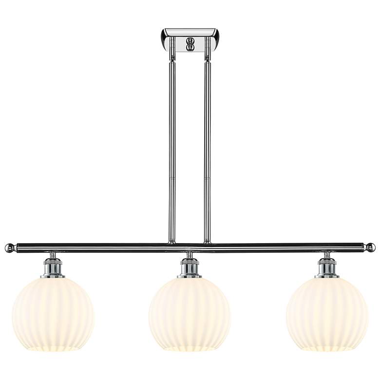 Image 1 Ballston 36"W 3 Light Chrome Stemmed Island Light w/ 8" Venetian