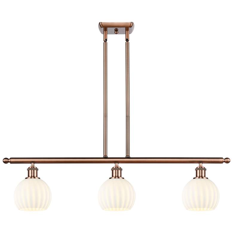 Image 1 Ballston 36"W 3 Light Copper Stemmed Island Light w/ 6" Venetian