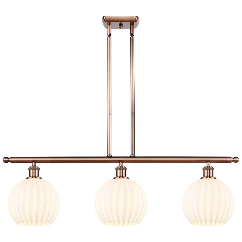 Image 1 Ballston 36"W 3 Light Copper Stemmed Island Light w/ 8" Venetian