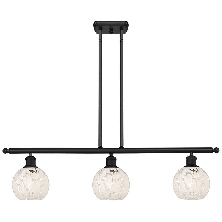 Image 1 Ballston 36"W 3 Light Matte Black Stem Island Light w/ 6" Mouchet