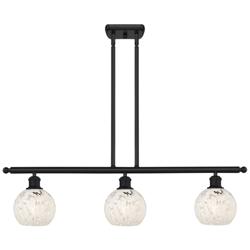 Ballston 36"W 3 Light Matte Black Stem Island Light w/ 6" Mouchet