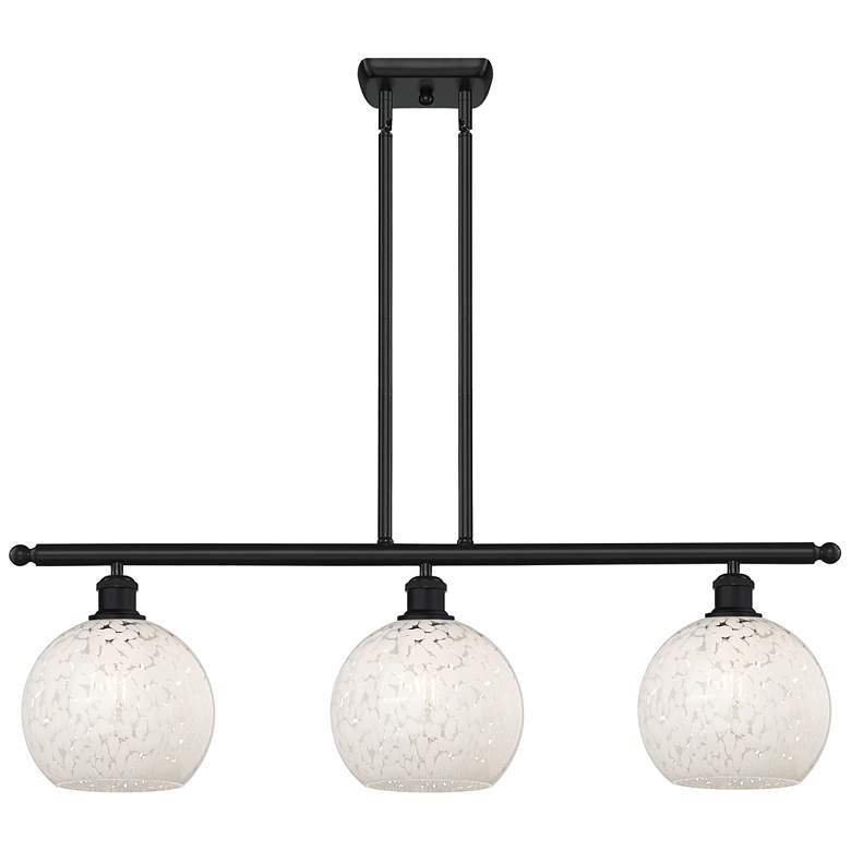 Image 1 Ballston 36"W 3 Light Matte Black Stem Island Light w/ 8" Mouchet