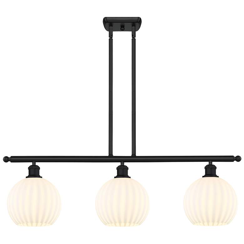 Image 1 Ballston 36"W 3 Light Matte Black Stemmed Island Light w/ 8" Vene