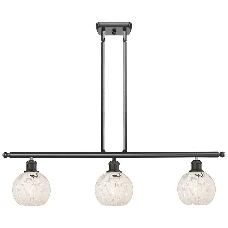 Image 1 Ballston 36"W 3 Light Oiled Bronze Stem Island Light w/ 6" Mouche