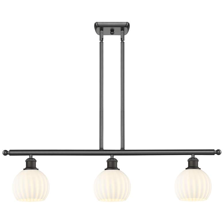 Image 1 Ballston 36"W 3 Light Oiled Bronze Stem Island Light w/ 6" Veneti