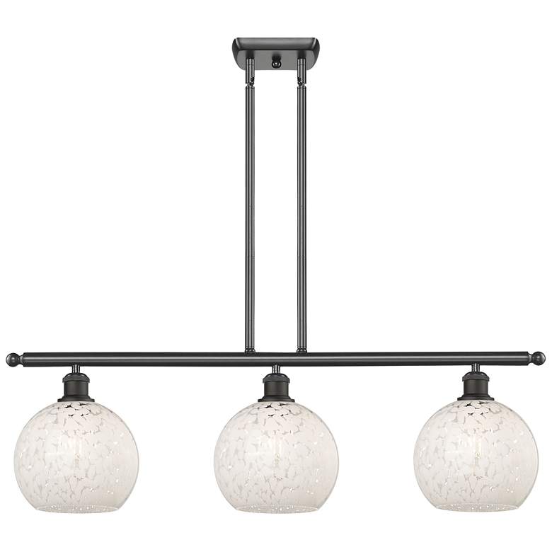 Image 1 Ballston 36"W 3 Light Oiled Bronze Stem Island Light w/ 8" Mouche
