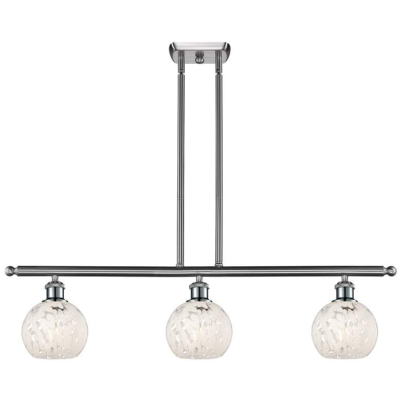 Image 1 Ballston 36"W 3 Light Satin Nickel Stem Island Light w/ 6" Mouche