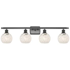 Ballston 36"W 4 Light Oil Rubbed Bronze Bath Light w/ White Mouchette Ballston 36"W 4 Light Oil Rubbed Bronze Bath Light w/ White Mouchette