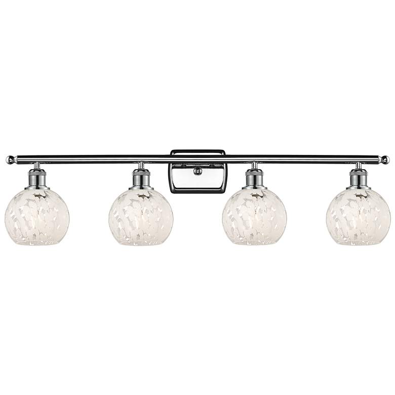 Image 1 Ballston 36"W 4 Light Polished Chrome Bath Light w/ White Mouchette Sh