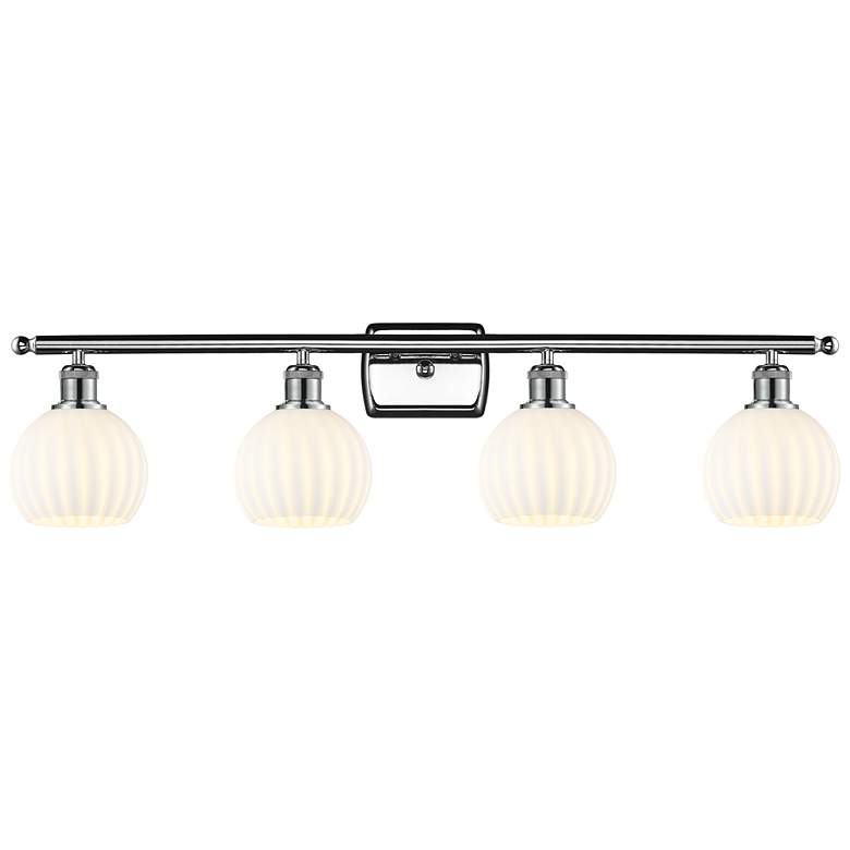 Image 1 Ballston 36"W 4 Light Polished Chrome Bath Light w/ White Venetian Sha