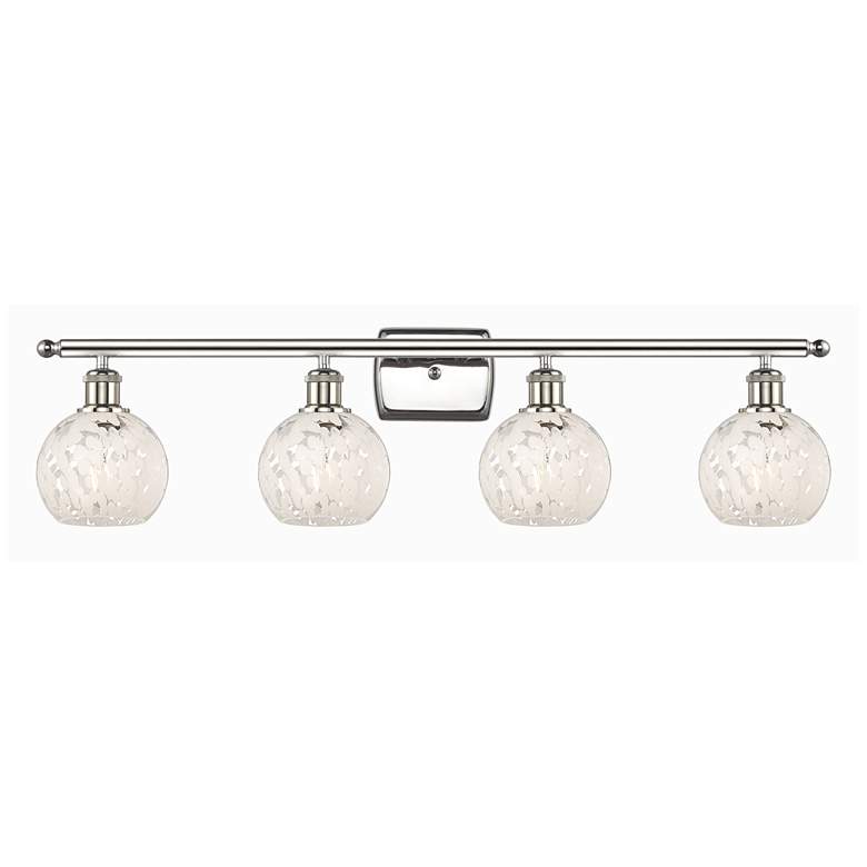 Image 1 Ballston 36"W 4 Light Polished Nickel Bath Light w/ White Mouchette Sh