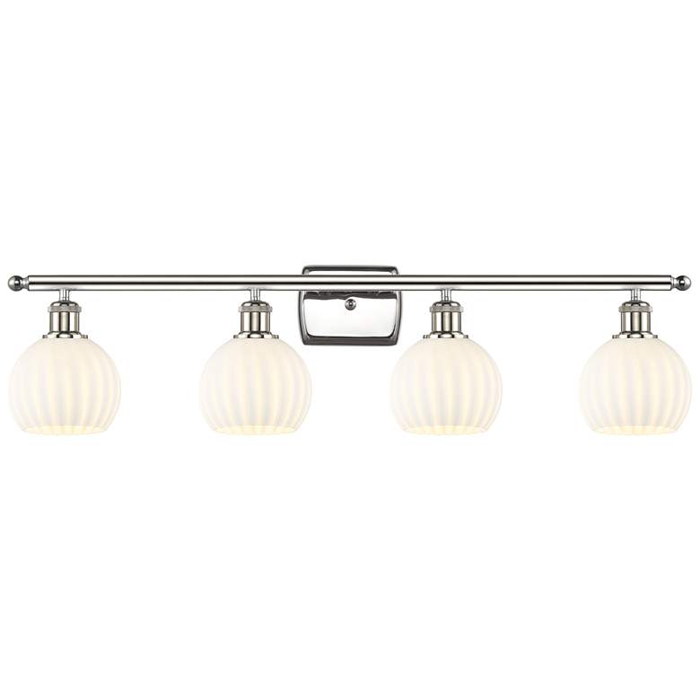 Image 1 Ballston 36"W 4 Light Polished Nickel Bath Light w/ White Venetian Sha