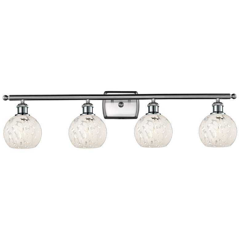 Image 1 Ballston 36"W 4 Light Satin Nickel Bath Light w/ White Mouchette Shade