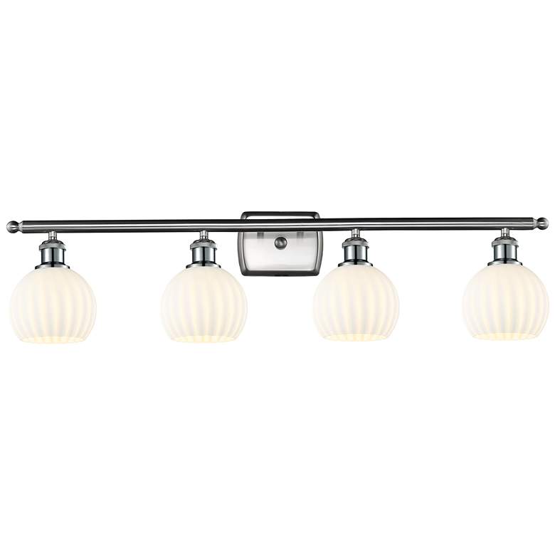 Image 1 Ballston 36"W 4 Light Satin Nickel Bath Light w/ White Venetian Shade
