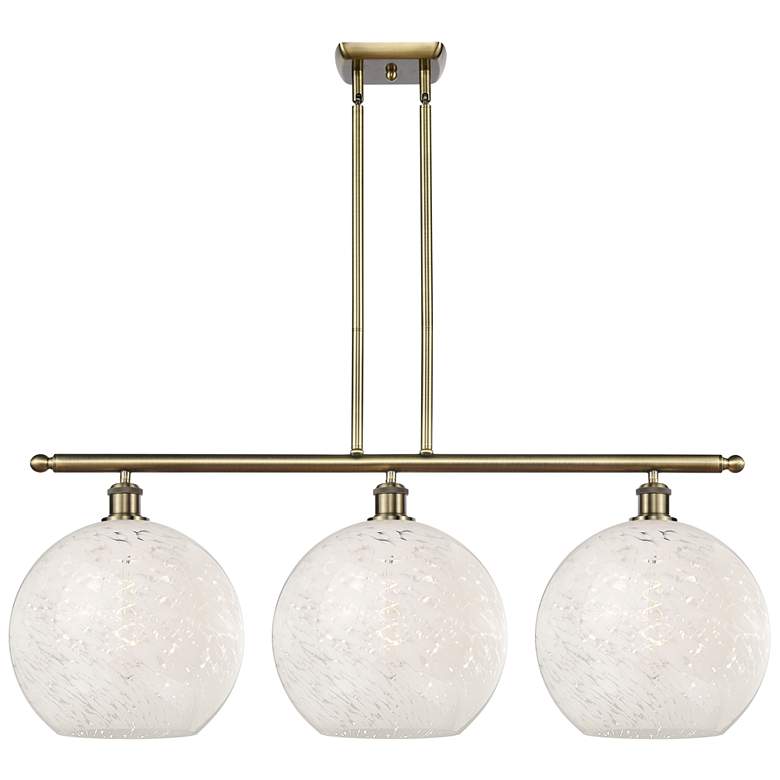 Image 1 Ballston 38.5"W 3 Light Antique Brass Stem Island Light w/ Mouchette S