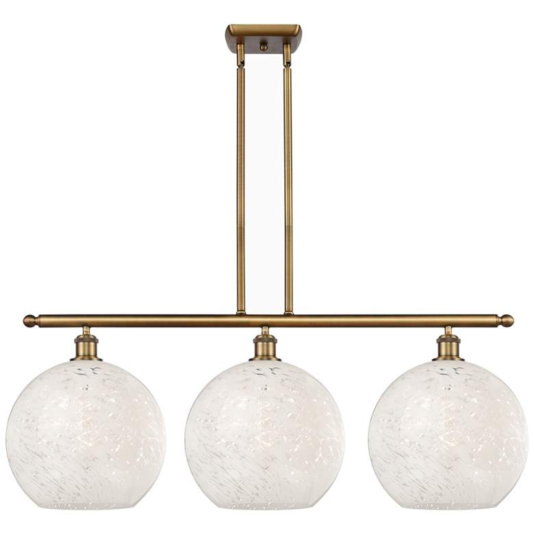 Image 1 Ballston 38.5"W 3 Light Brushed Brass Stem Island Light w/ Mouchette S
