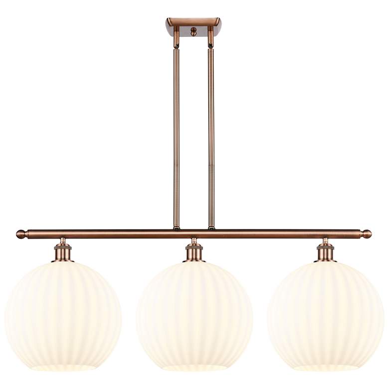 Image 1 Ballston 38.5"W 3 Light Copper Stemmed Island Light w/ White Venetian