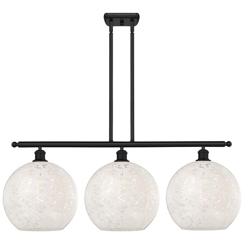 Image 1 Ballston 38.5"W 3 Light Matte Black Stemmed Island Light w/ Mouchette