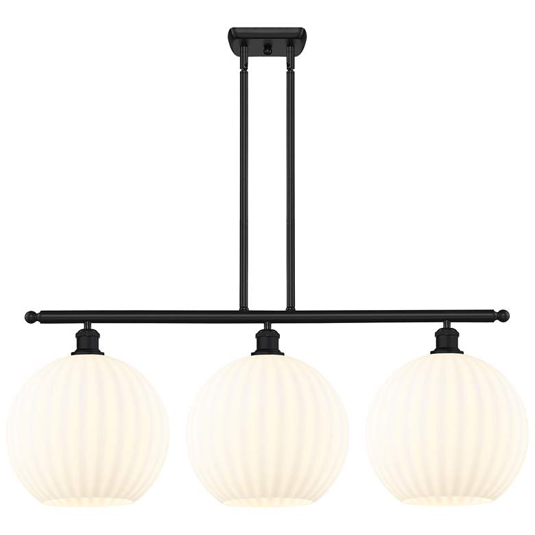 Image 1 Ballston 38.5"W 3 Light Matte Black Stemmed Island Light w/ Venetian S