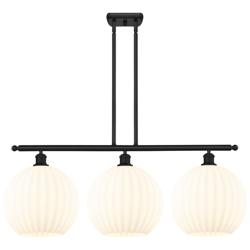 Ballston 38.5"W 3 Light Matte Black Stemmed Island Light w/ Venetian S
