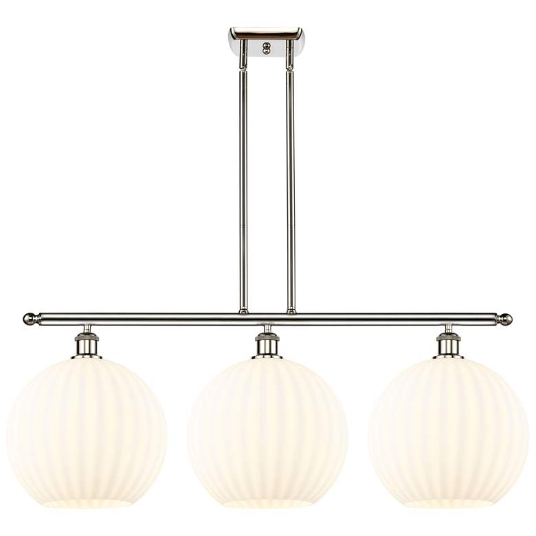 Image 1 Ballston 38.5"W 3 Light Polished Nickel Stem Island Light w/ Venetian