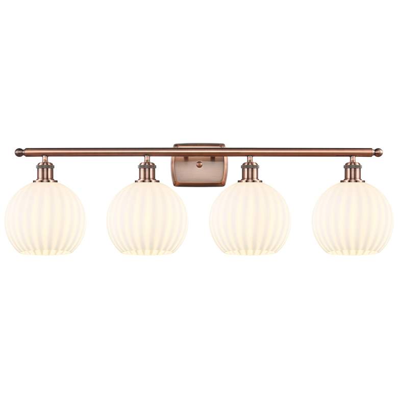 Image 1 Ballston 38" Wide 4 Light Antique Copper Bath Light w/ White Venetian