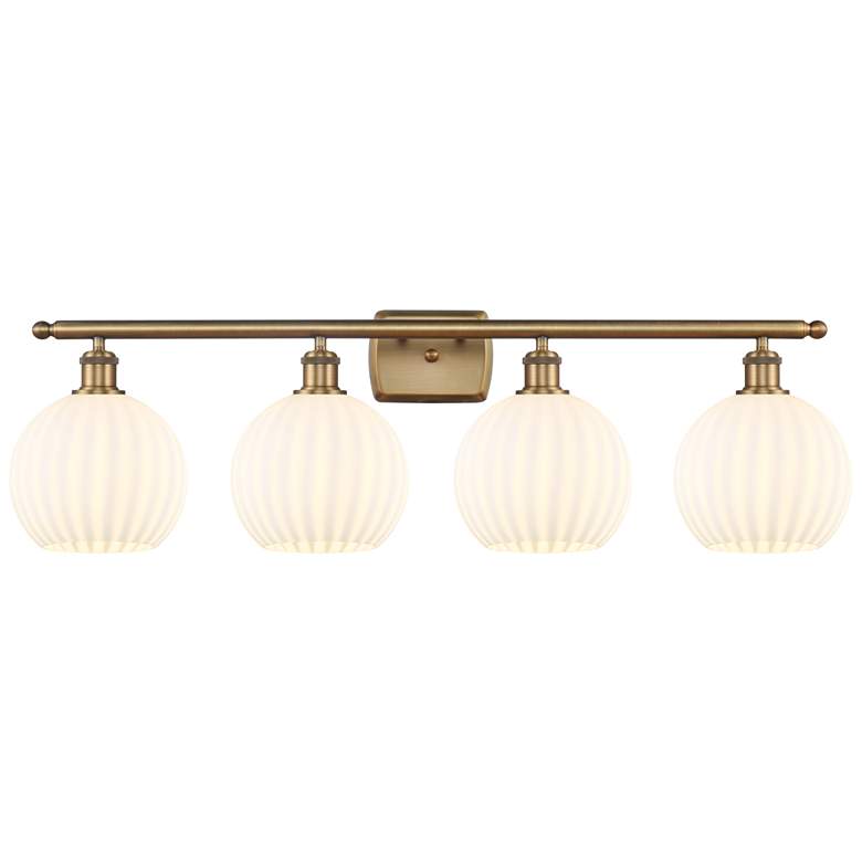 Image 1 Ballston 38" Wide 4 Light Brushed Brass Bath Light w/ White Venetian S