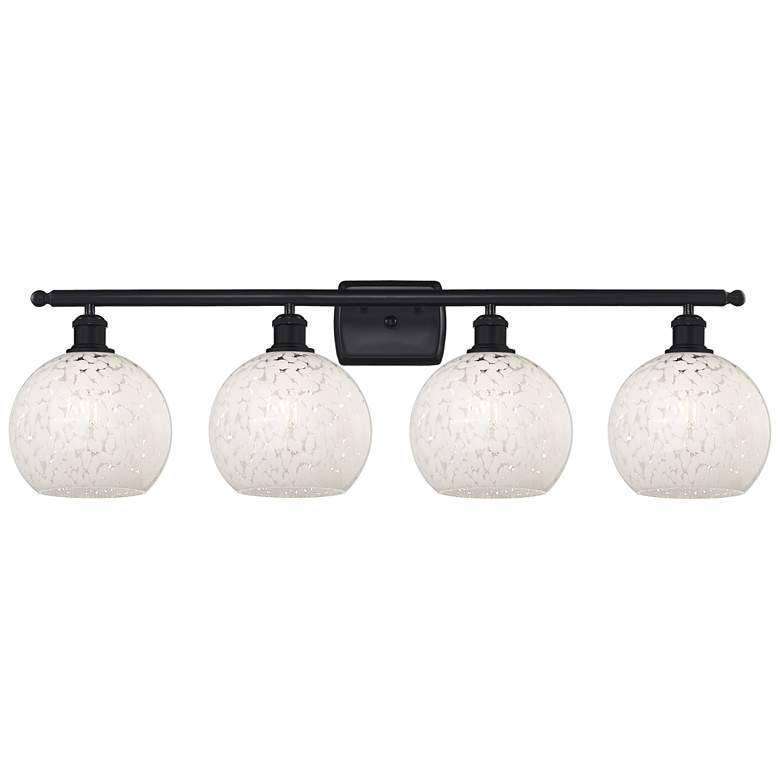 Image 1 Ballston 38" Wide 4 Light Matte Black Bath Light With White Mouchette
