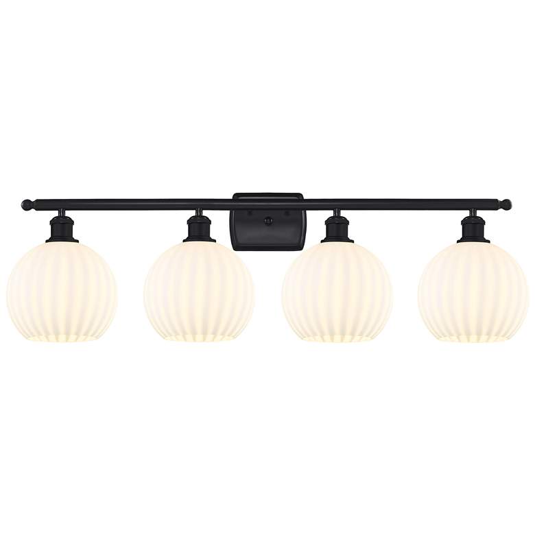 Image 1 Ballston 38" Wide 4 Light Matte Black Bath Light With White Venetian S