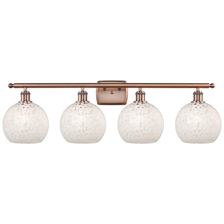 Image 1 Ballston 38"W 4 Light Antique Copper Bath Light w/ White Mouchette Sha