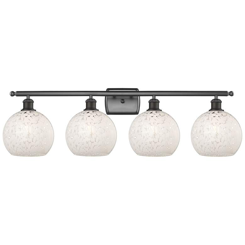 Image 1 Ballston 38"W 4 Light Oil Rubbed Bronze Bath Light w/ White Mouchette
