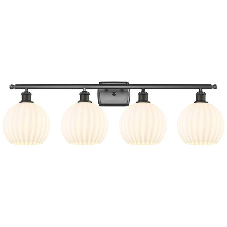 Image 1 Ballston 38"W 4 Light Oil Rubbed Bronze Bath Light w/ White Venetian S