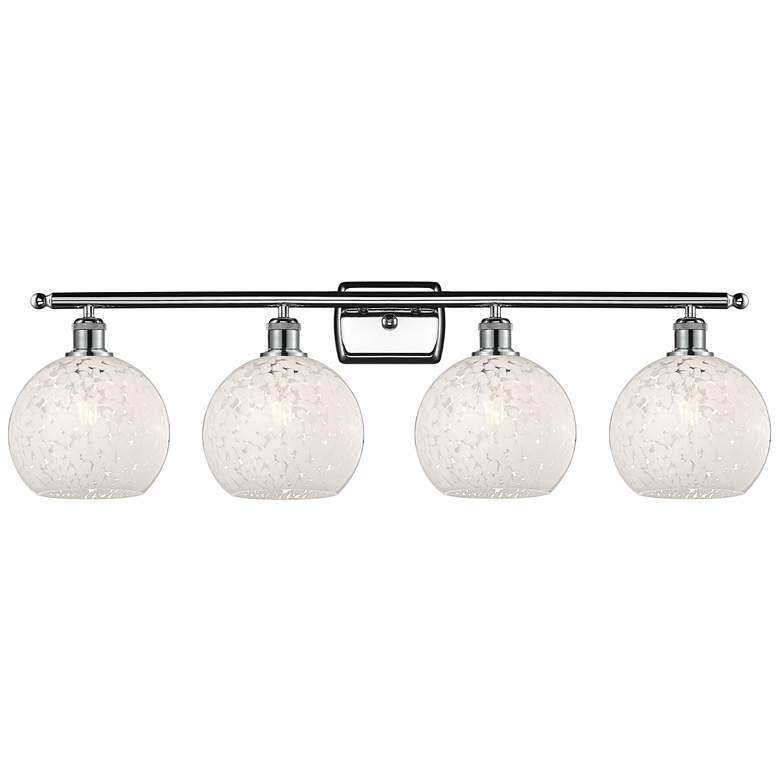 Image 1 Ballston 38"W 4 Light Polished Chrome Bath Light w/ White Mouchette Sh