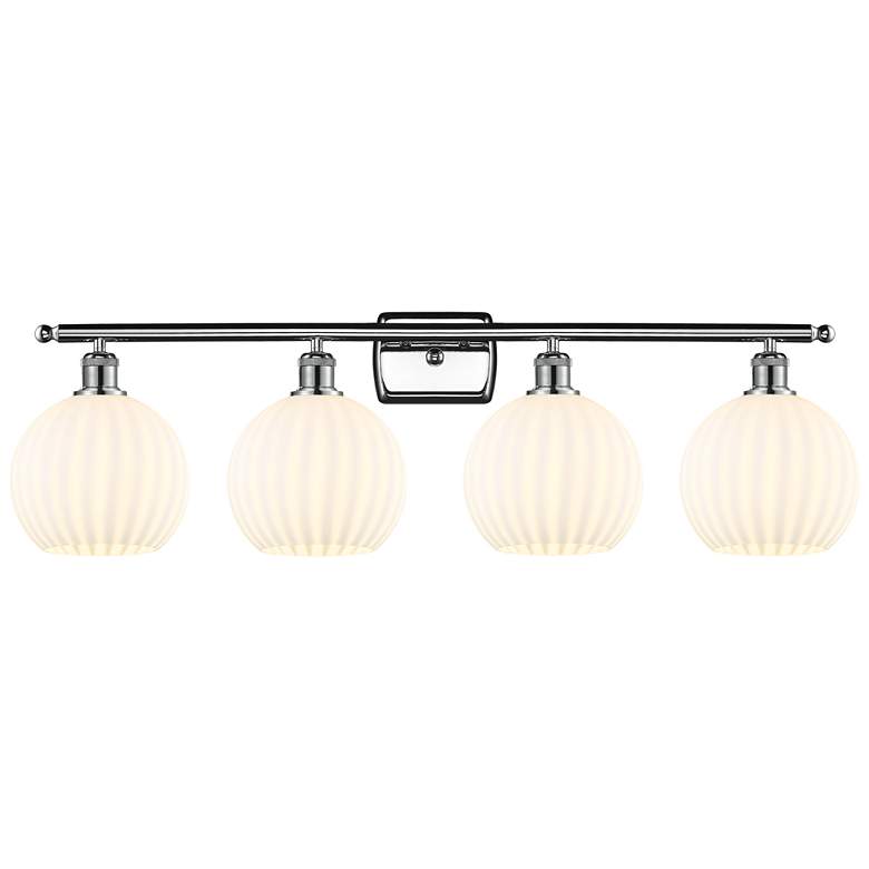 Image 1 Ballston 38"W 4 Light Polished Chrome Bath Light w/ White Venetian Sha