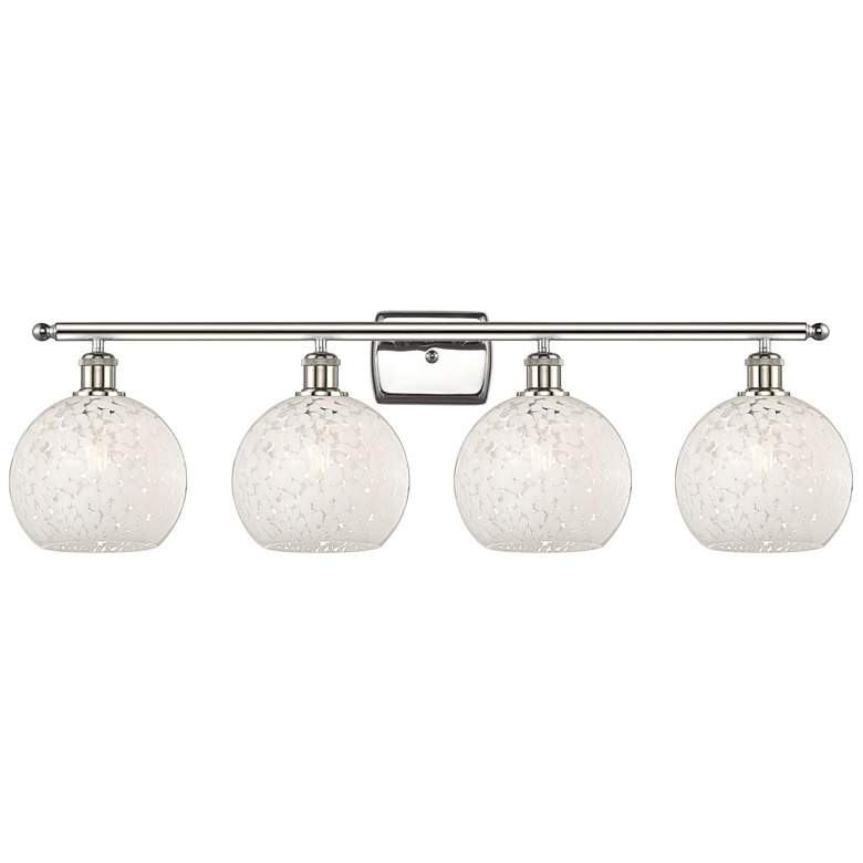Image 1 Ballston 38"W 4 Light Polished Nickel Bath Light w/ White Mouchette Sh