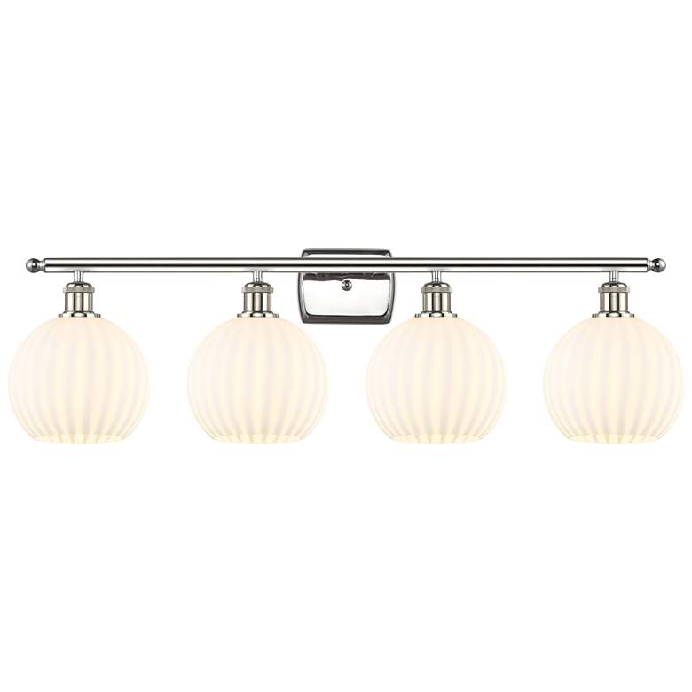 Image 1 Ballston 38"W 4 Light Polished Nickel Bath Light w/ White Venetian Sha