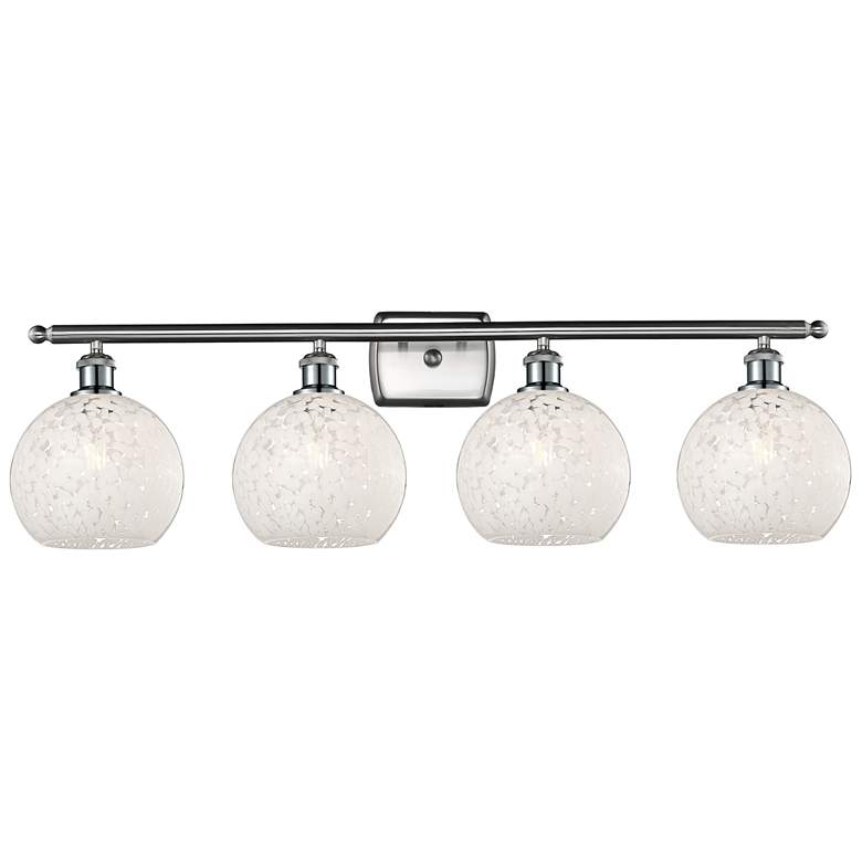 Image 1 Ballston 38"W 4 Light Satin Nickel Bath Light w/ White Mouchette Shade
