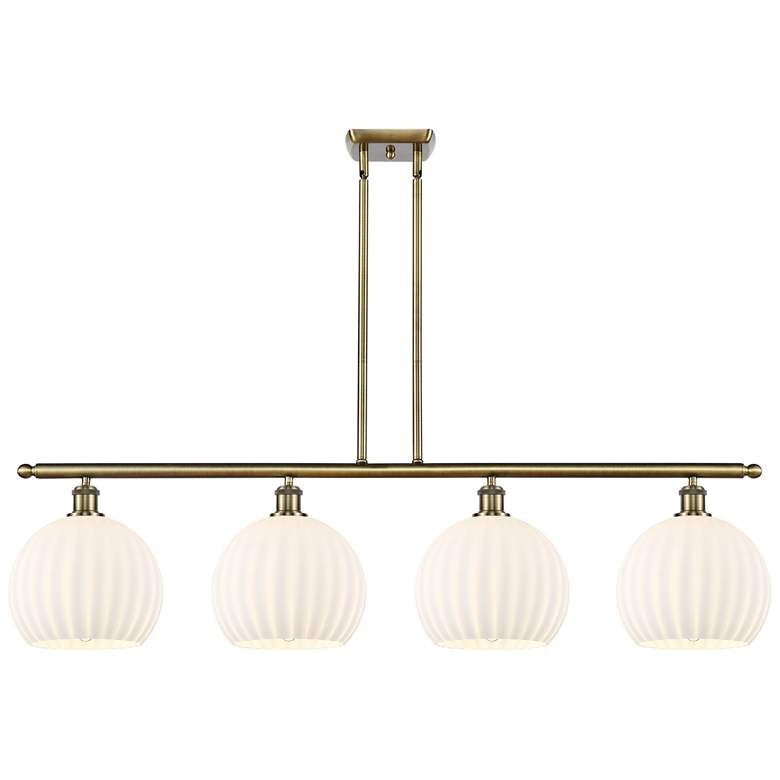 Image 1 Ballston 48.25"W 4 Light Antique Brass Stem Island Light w/ Venetian S