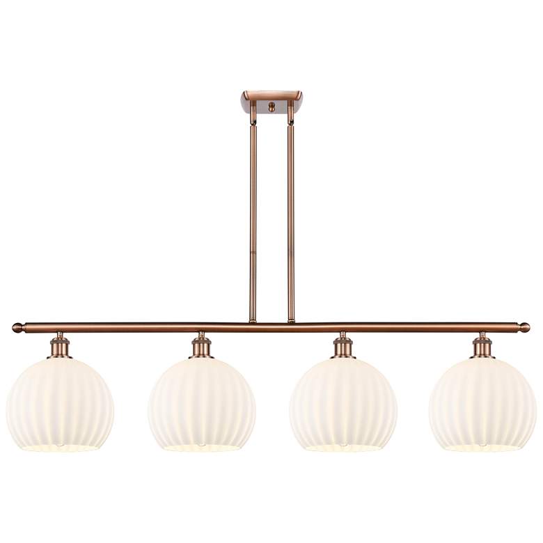 Image 1 Ballston 48.25"W 4 Light Copper Stemmed Island Light w/ Venetian Shade