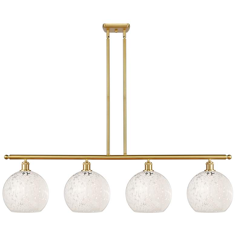 Image 1 Ballston 48.25"W 4 Light Gold Stemmed Island Light w/ White Mouchette