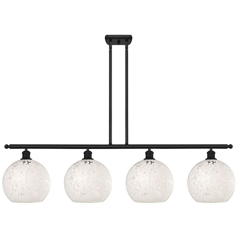 Image 1 Ballston 48.25"W 4 Light Matte Black Stem Island Light w/ Mouchette Sh