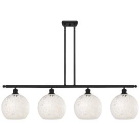 Ballston 48.25"W 4 Light Matte Black Stem Island Light w/ Mouchette Sh Ballston 48.25"W 4 Light Matte Black Stem Island Light w/ Mouchette Sh