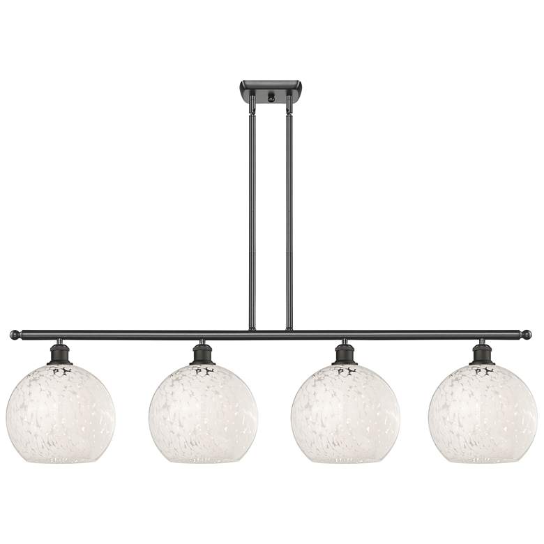 Image 1 Ballston 48.25"W 4 Light Oiled Bronze Stem Island Light w/ Mouchette S