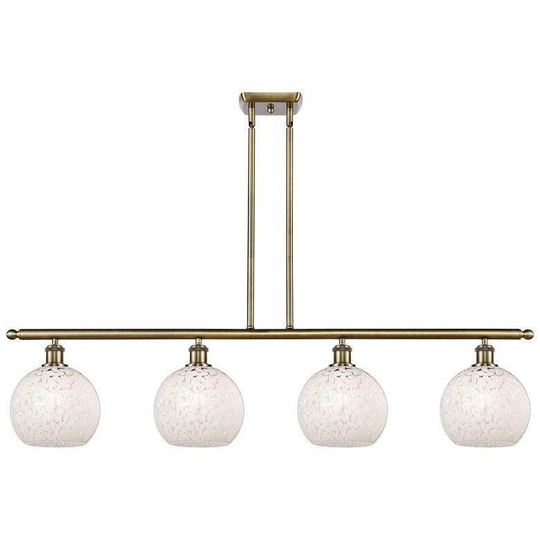 Image 1 Ballston 48"W 4 Light Antique Brass Stem Island Light w/ 8" Mouch