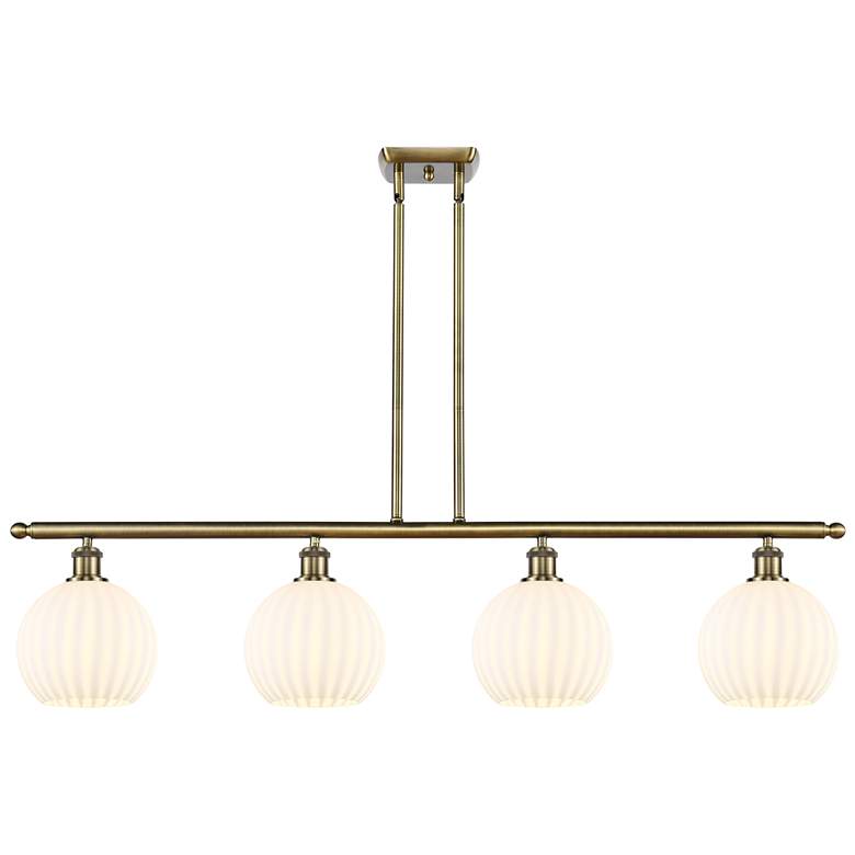 Image 1 Ballston 48"W 4 Light Antique Brass Stem Island Light w/ 8" Venet