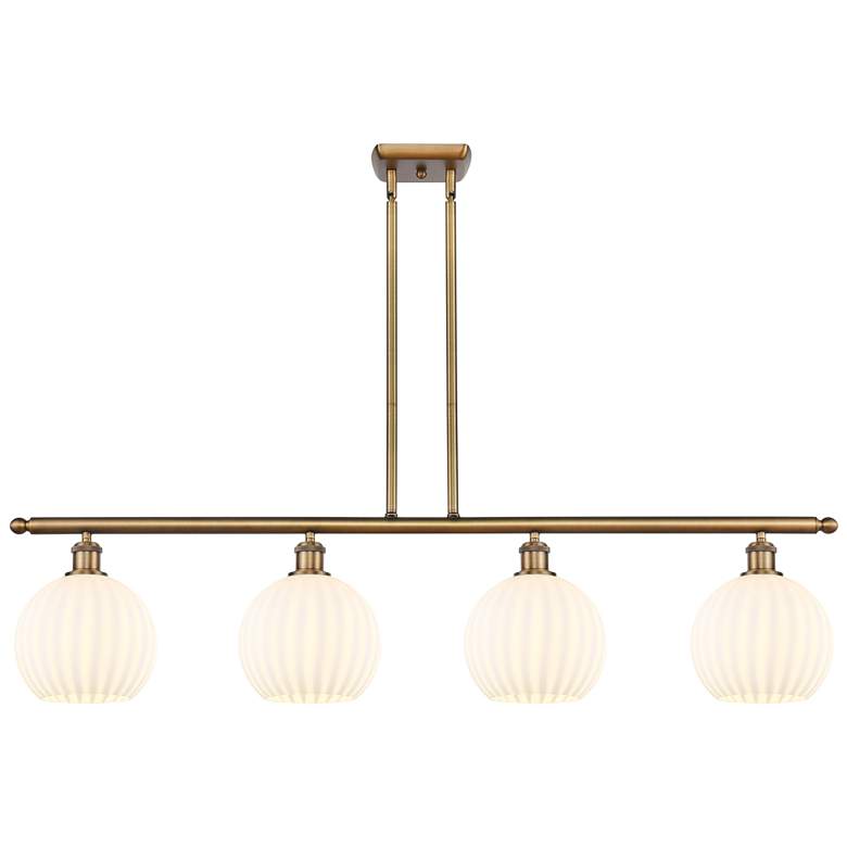 Image 1 Ballston 48"W 4 Light Brushed Brass Stem Island Light w/ 8" Venet