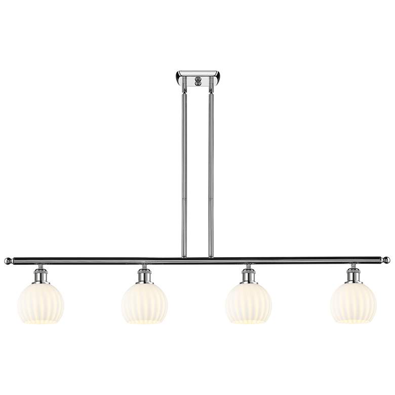 Image 1 Ballston 48"W 4 Light Chrome Stemmed Island Light w/ 6" Venetian