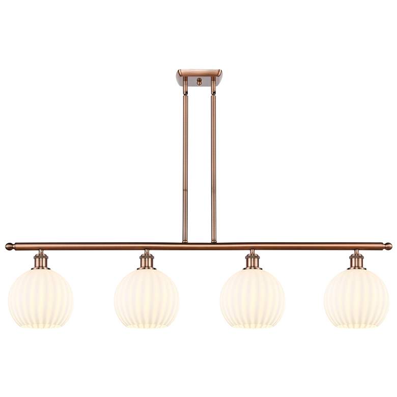 Image 1 Ballston 48"W 4 Light Copper Stemmed Island Light w/ 8" Venetian
